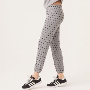 MONROW Dark Heather Grey Sweatpants w/ Polka Stars